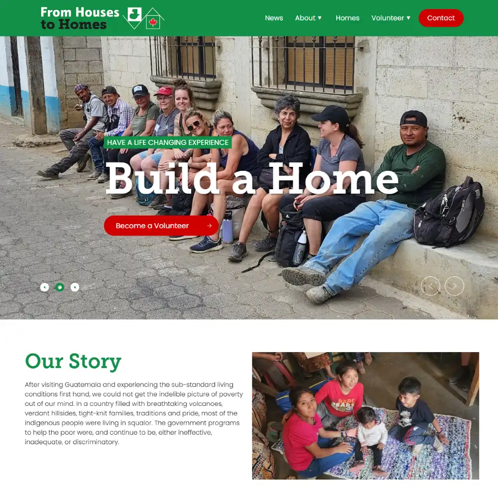 From Houses to Homes Canada website screenshot
